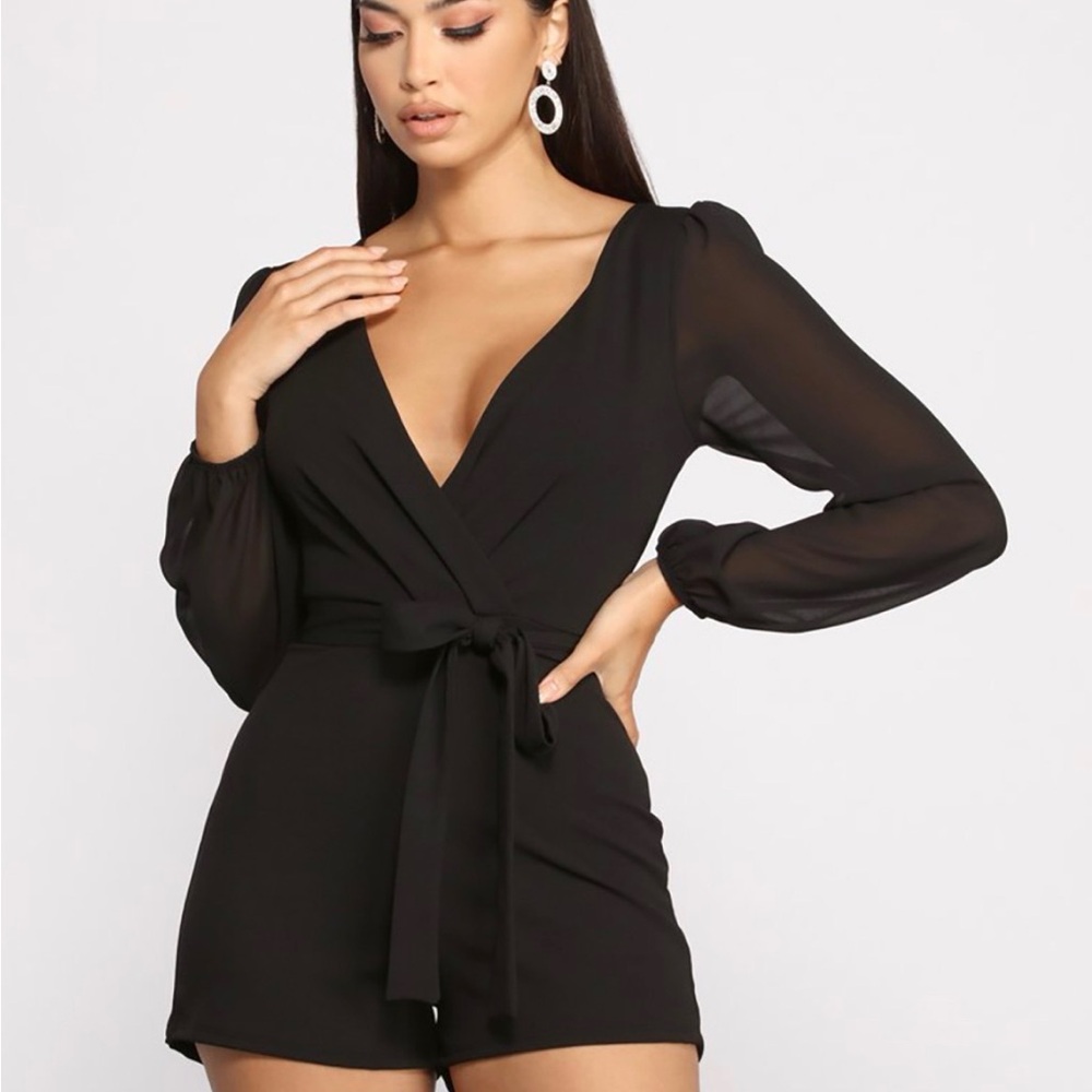Windsor | Black Sheer Long Sleeve Romper